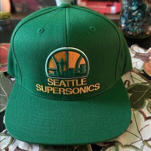 Mitchell & Ness Green Cap with Embroidered Logo